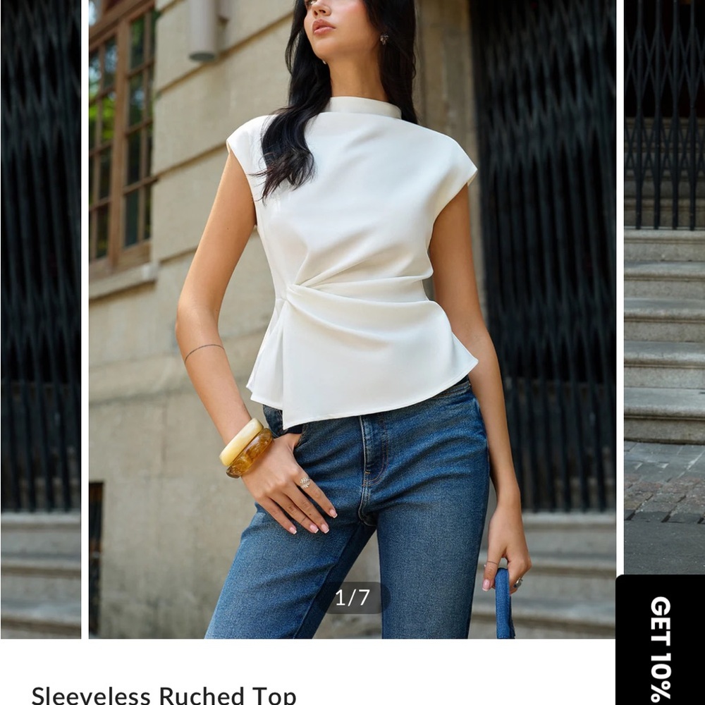 Commense Ivory Sleeveless Blouse